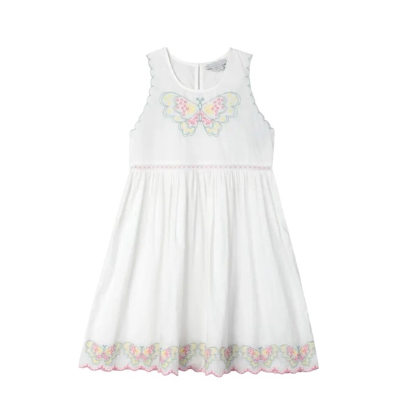 STELLA MCCARTNEY Embroidered Butterfly Motif White Sleeveless‎ Dress Size 5T